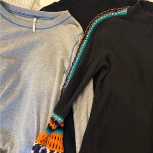 Free People 3 Henley T-Shirts Long Sleeve XS S